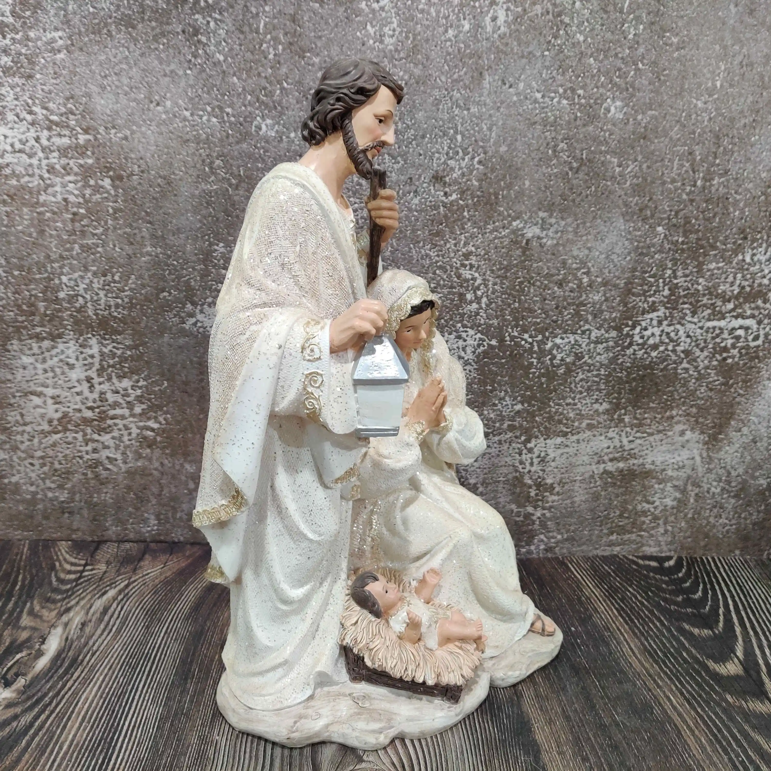 Christian Nativity Scene Statue Resin Holy Family Sculpture Religious Figurines Gifts Christmas Figurines Carton Customized Logo