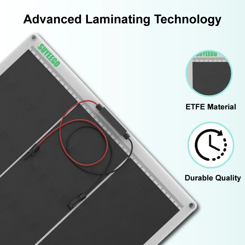 SUYEEGO flexible solar energy panel 100W flexible ETFE thin film solar panel semi-flexible solar panel 130w 200w