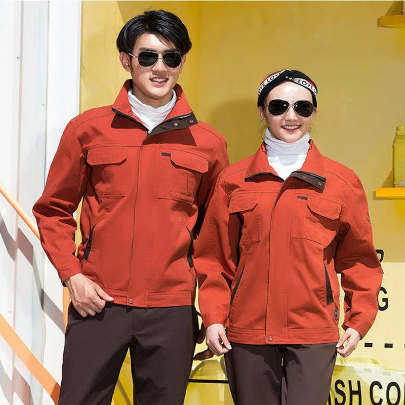 Autumn young men and women simple fashion workers workshop work suit uniform