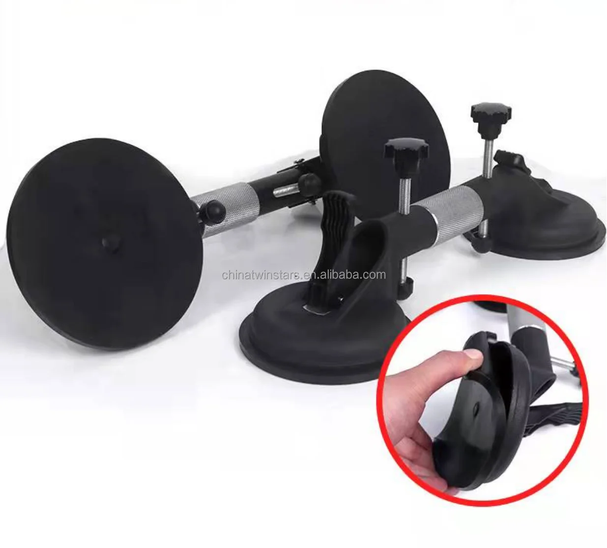 123mm Aluminium Double Handle Gripper Glass Vacuum Sucker Plate Lifter Glass Seam Setter Suction Cups Slab Tensioner