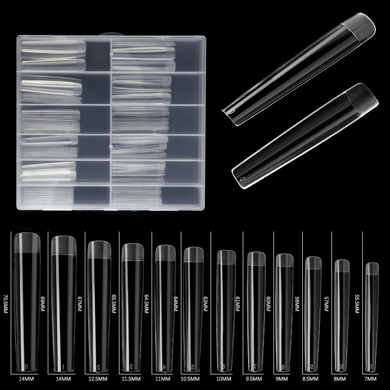 Luxury 240pcs/box Full Cover Nail Tips4XL Long square Stiletto Nails Tip Coffin Shape Long No c Curve