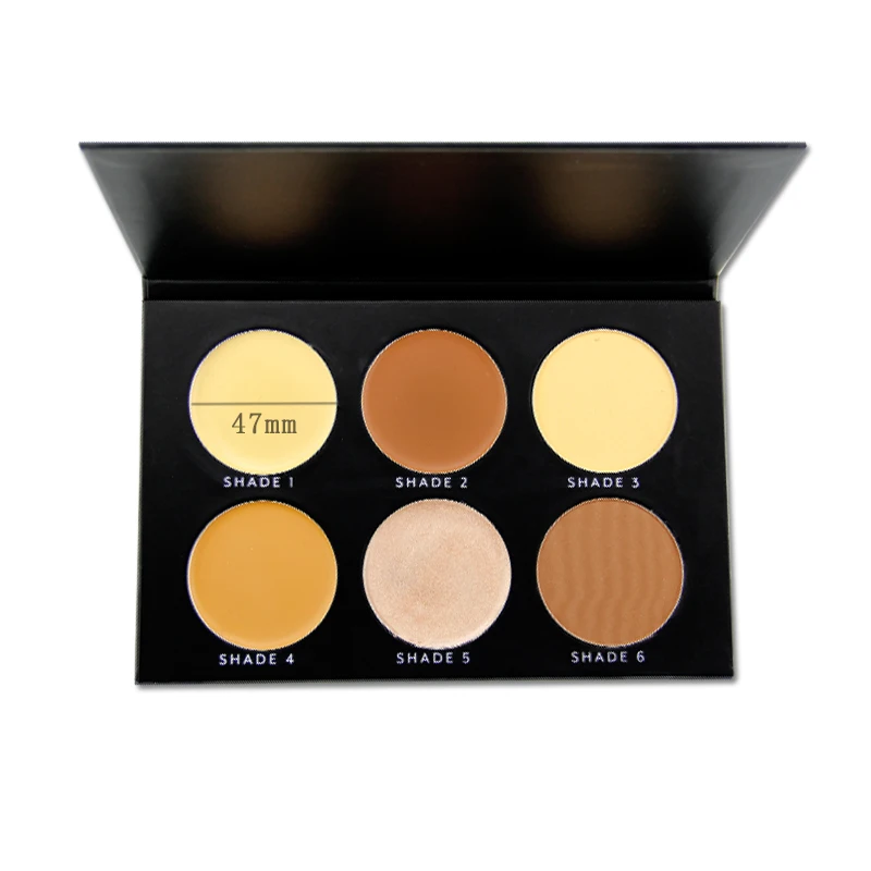 Matte Face Foundation Contour Pressed Powder Makeup Private Label Vegan 6 Colors Full Coverage Cream Concealer Contour Palette