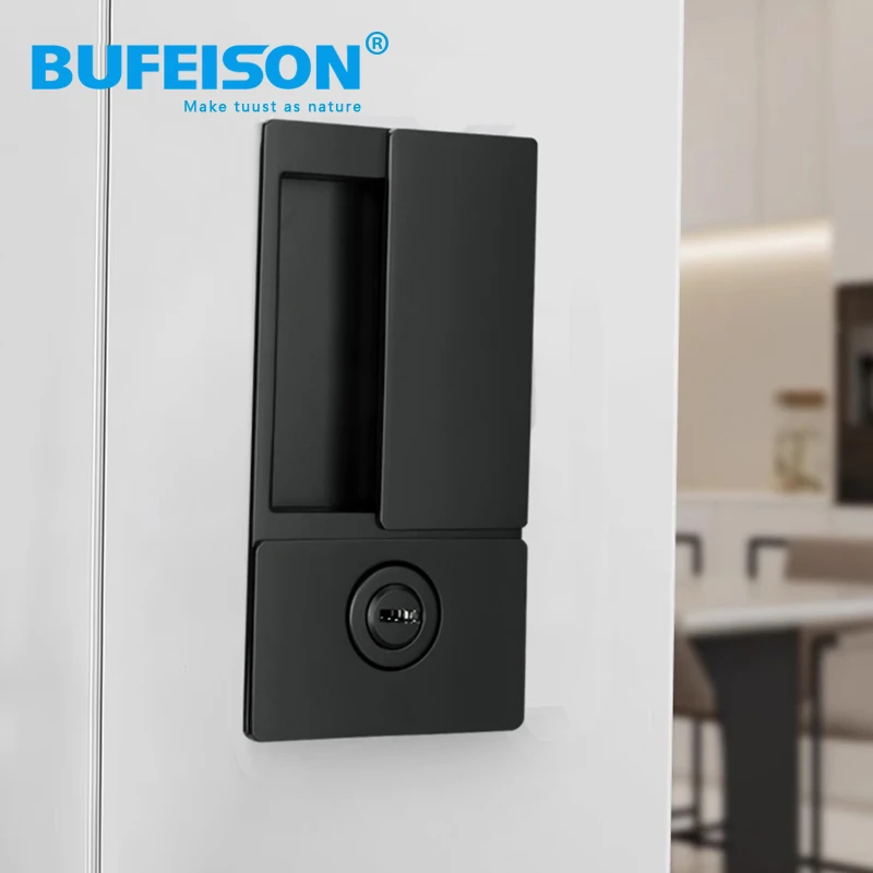 Flat lock invisible door lock without handle wooden door special WAVE flat door lock simple wind movable