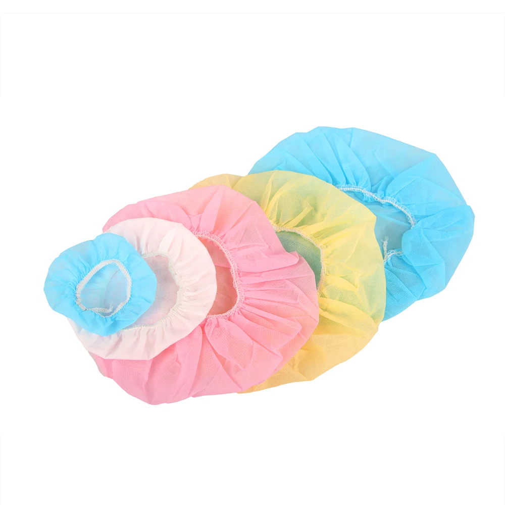 CE ISO White Black Yellow Pink Green Blue Nonwoven Bouffant Disposable caps food processing hair cap