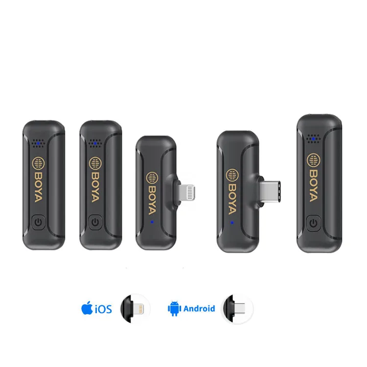 BOYA BY-WM3T2 Professional Dual Mini Mic Lapel Wireless Lavalier Microphone for iPhone Smartphone Vlog Recording live streaming