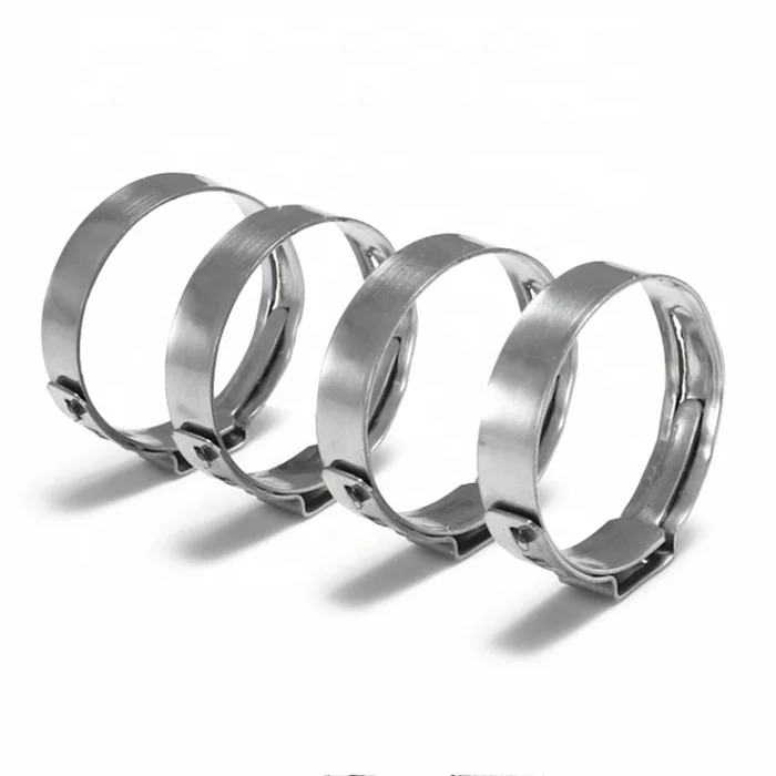 Stainless steel pipe fitting SS 304 single ear hose clamp stainless tube stepless clamp