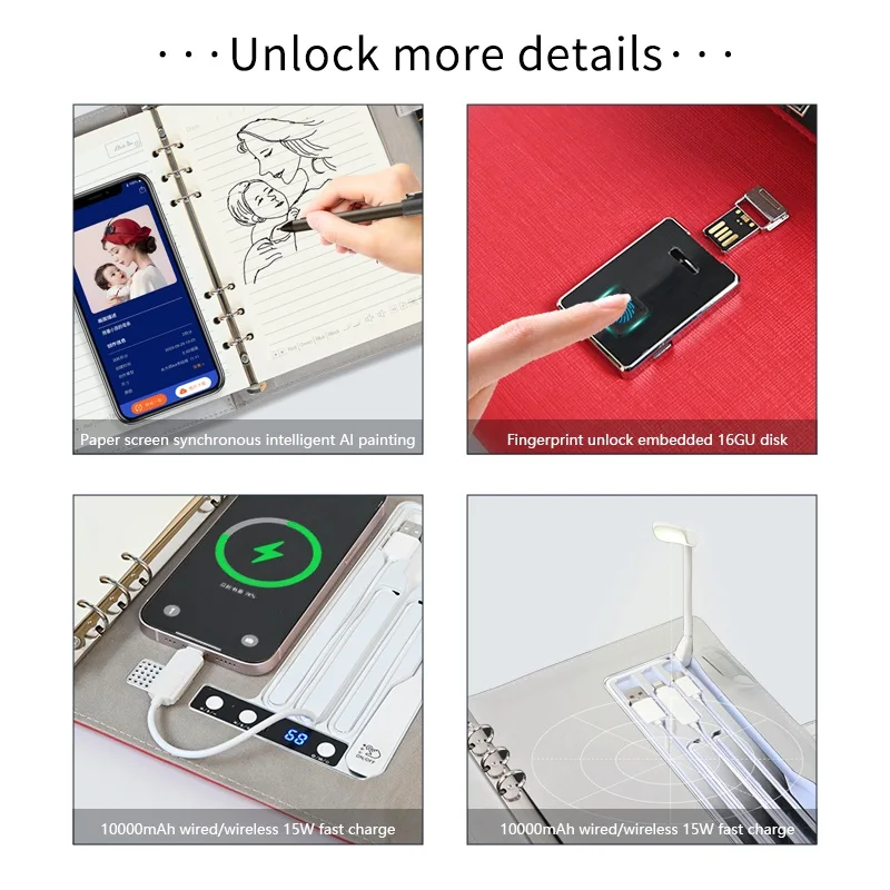 Masterben fast charger jotter diary notebook with power bank and table lamp smart AI draw notebook digital pen handwriting sync