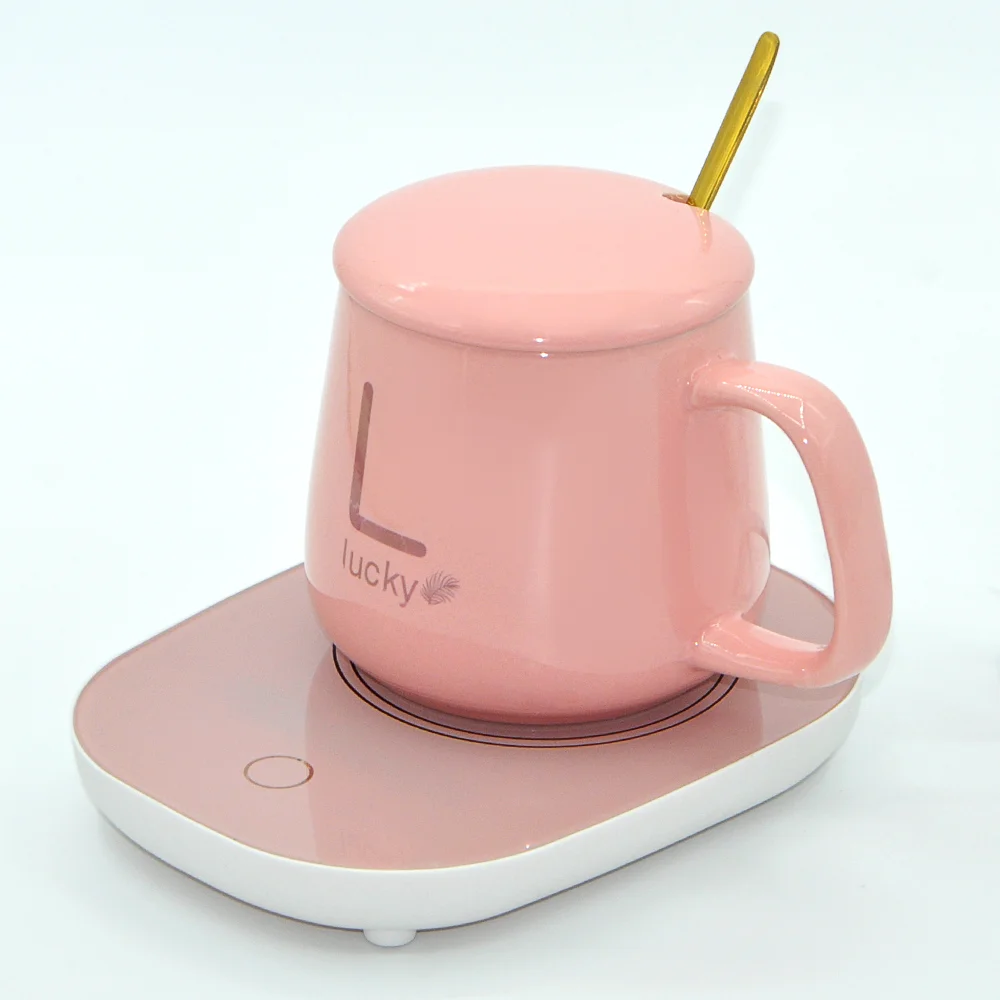 Electric elegant ceramic coffee mug warmer set for desk