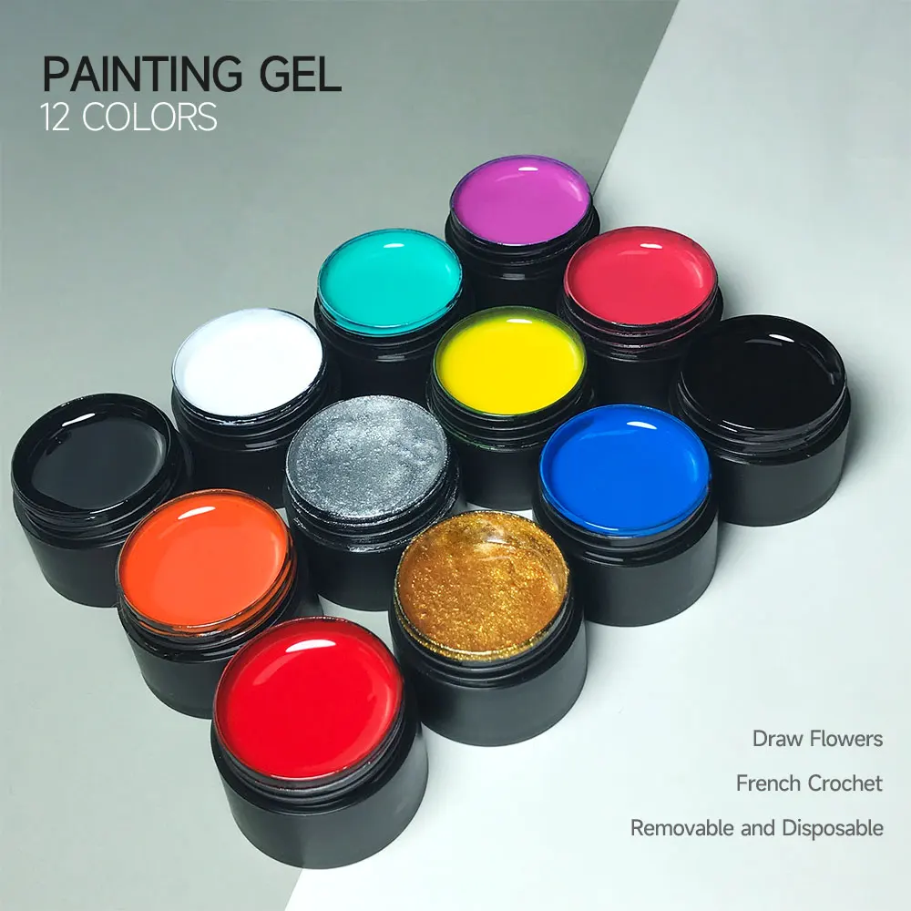 AOPMALL High Quality Pigment Vegan 12 Colors Nail Painting Gel Nail Art Gel Polish Gel Paint OEM ODM Private Label