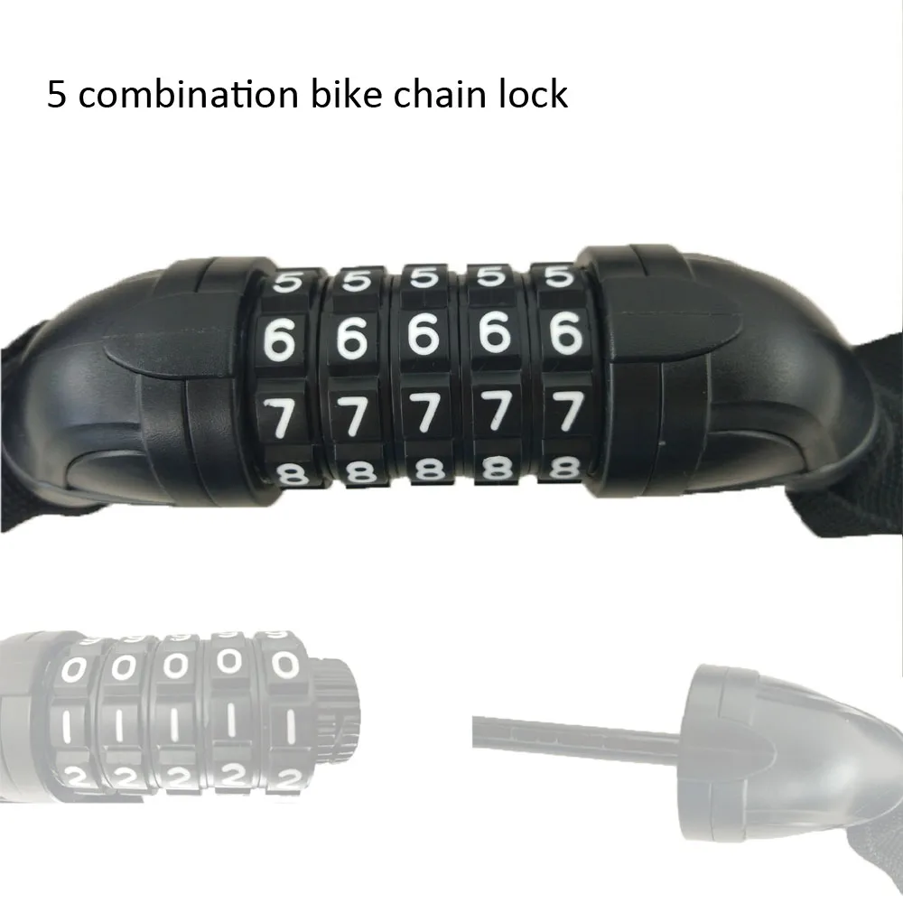 heavy duty 5 codes bicycle chain lock, customized combination chain lock Small code bicycle chain lock