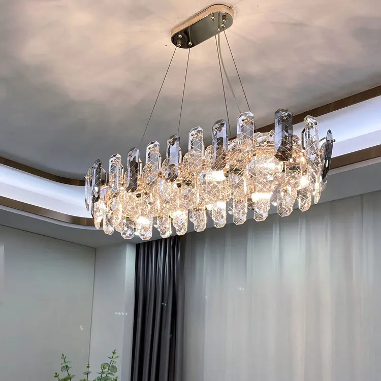 circle pendant light living room Modern luxury round smoke grey k9 crystal chandelier