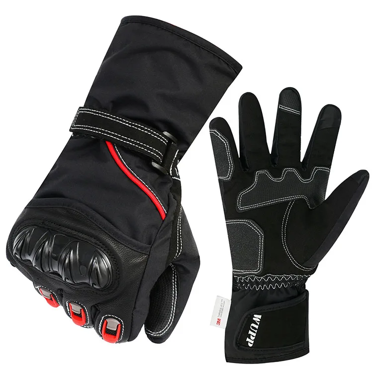 Custom Best Winter Mens Black Genuine Leather Long Motorcycle Gloves Racing Motor Hand Gloves