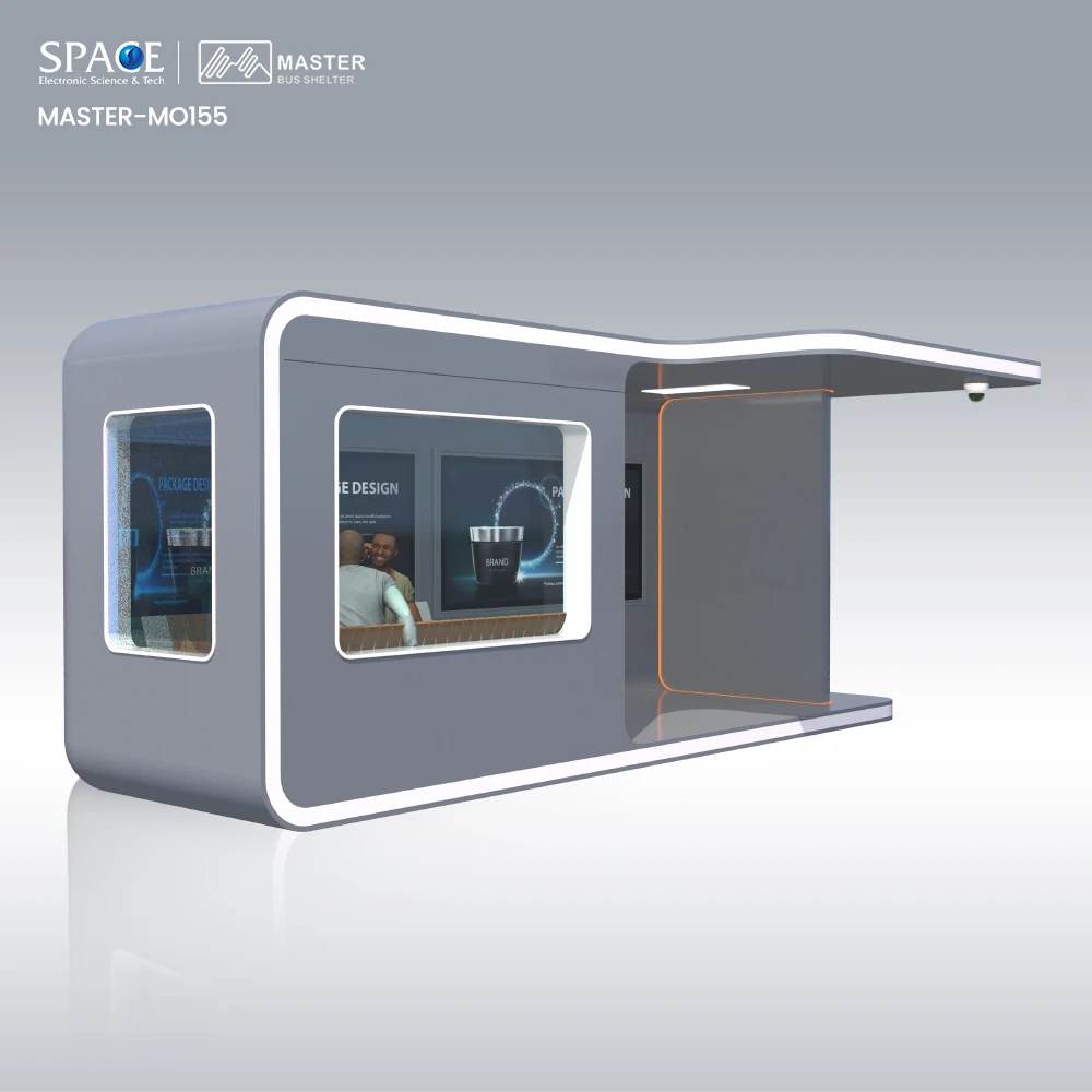 Smart Anti-Corrosion Bus Shelter Custom-shaped LED Display Aluminum Galvanized Steel Frame 12V Low Power Consumption Outdoor