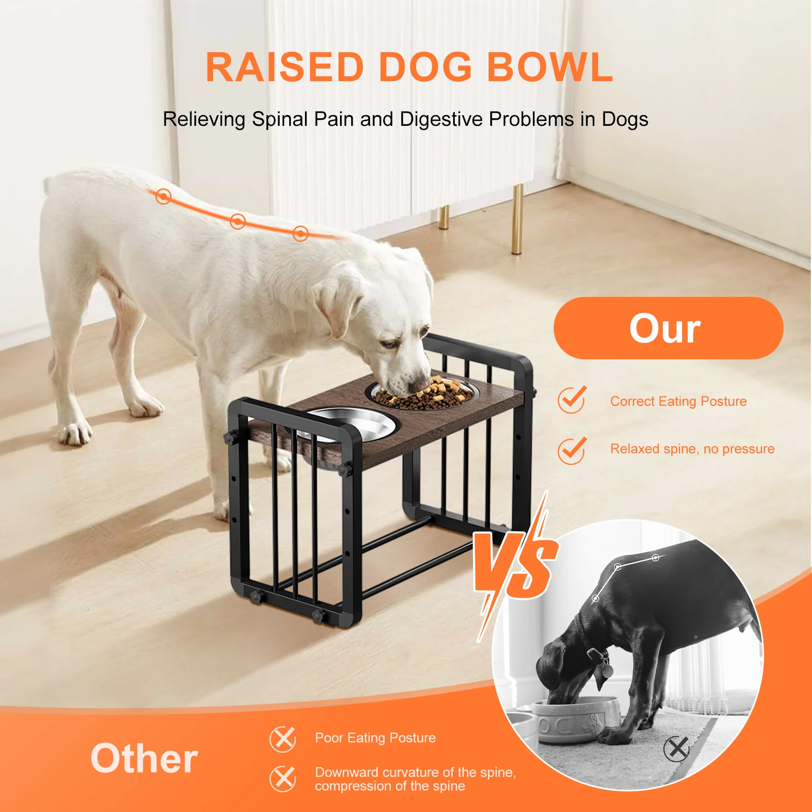 Yee Adjustable Height Dog Bowl Anti-slip Lift Three-layer Stainless Steel Bowl Detachable Pet Feeder