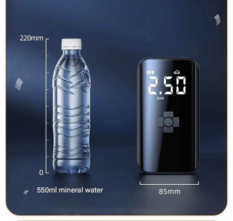 Mini Digital Display Car Tire Inflators LED Lighters Wireless Air Compressor ABS Cordless Air Pump For Car Bicycle Ball