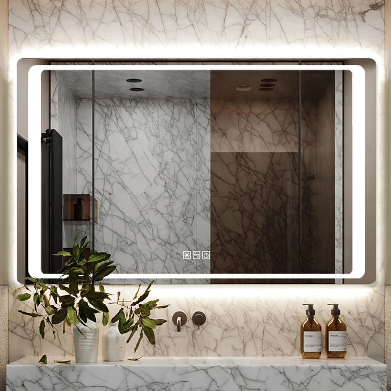 Crescent Mirror Wall Mount Framed Mirrors with Magnifier for Apartment and Hotel Bathroom