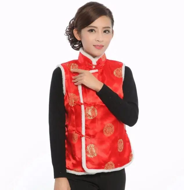 Ecowalson New Year unisex Chinese Style Qipao Tang Suit Thicken Velvet Vest Traditional Evening Party Wedding Cheongsam Retro