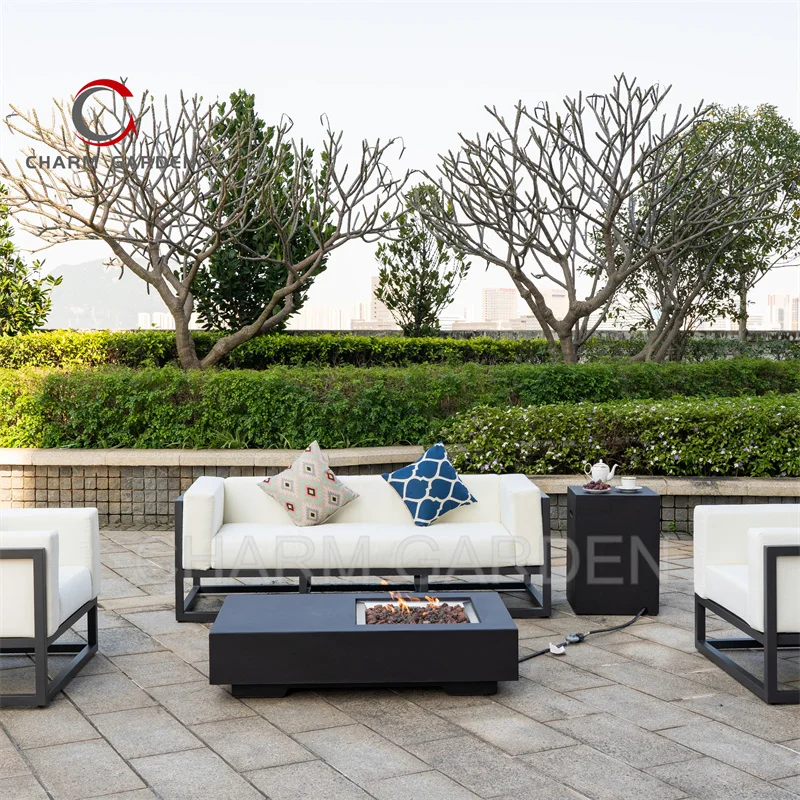 Wholesale Customized Modern Propane Fire Pit Table with Gas Patio Heaters Concrete Table Design
