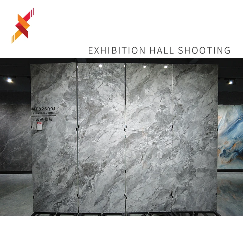 2023 Popular Hotel Grey Marble Large Thin Porcelain Big Slab Rock Tile Sintered Stone 800*2600mm