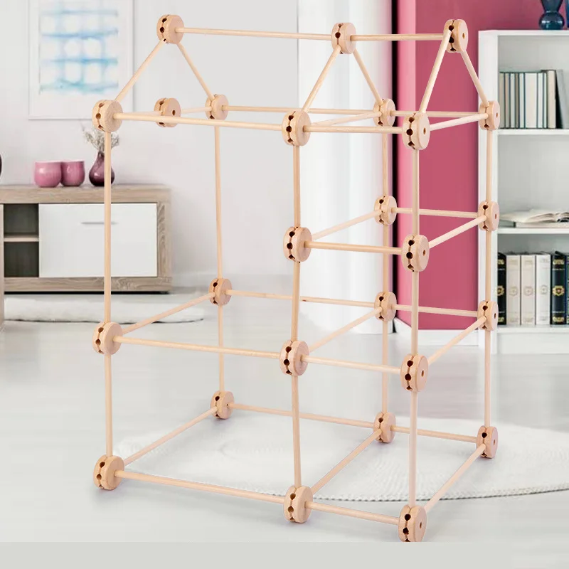 Children DIY Wooden Puzzle Different Shape Educational Construction Engineering Set Wooden Building Blocks Bars Toys
