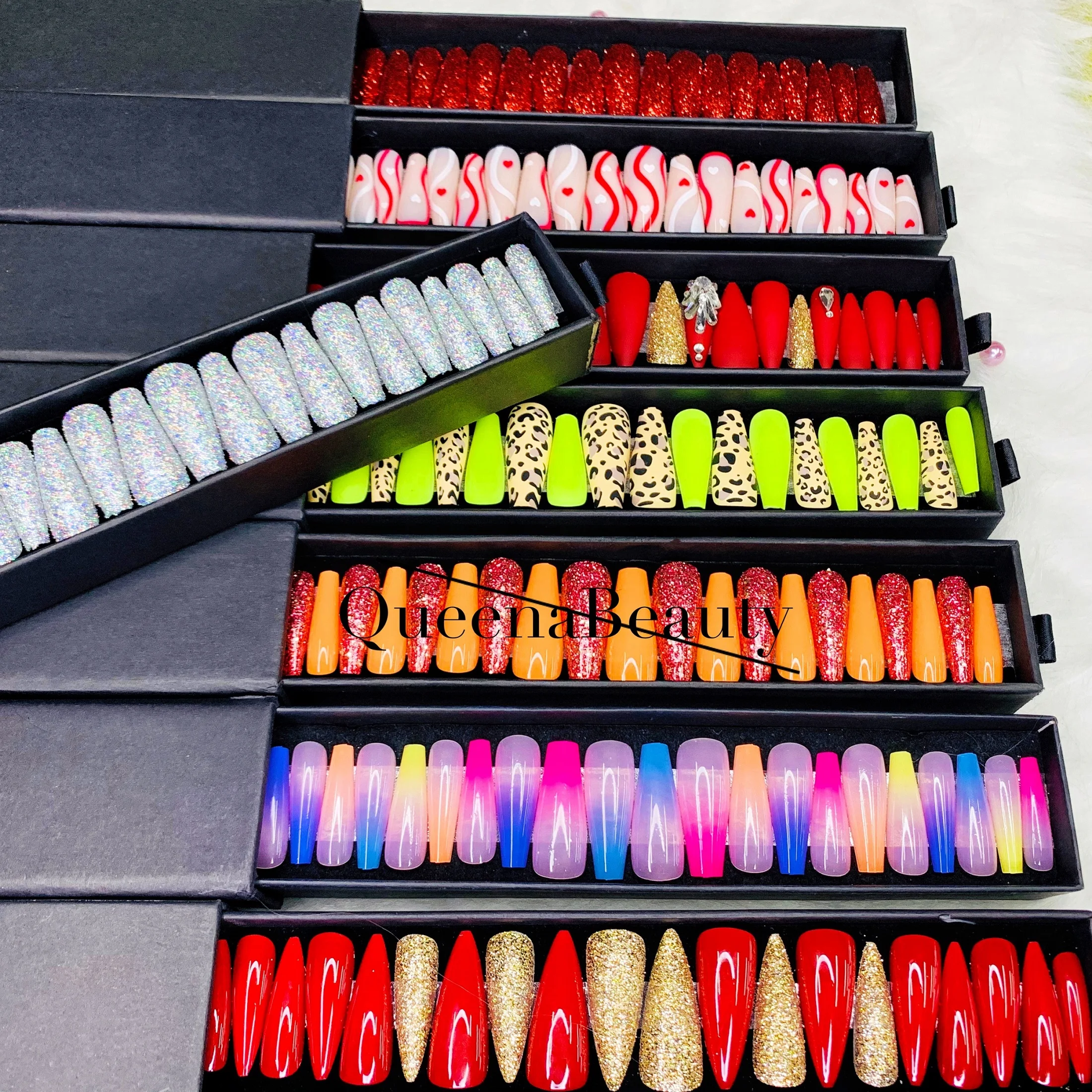 Q  Popular Manicure Long Ballet Press On Nails Fakes Nail In Artificial Fingernails