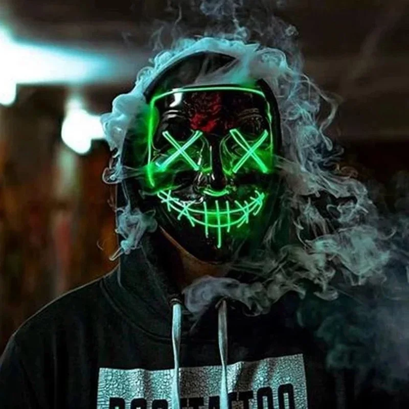 Neon Led Mask Mascara Glow In The Dark Witch Light Up Scary Skull Mask Party Festival Theme Costume Halloween Masks