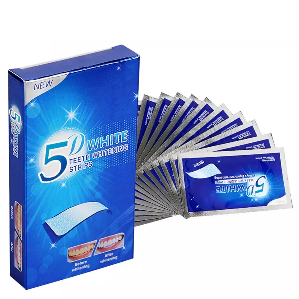 7 Pair No Sensitive Enamel Friendly 100% Effective Non Peroxide Activated 5D Kits Gel Teeth Whitening Strips