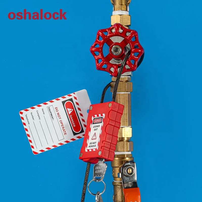 Adjustable Cable Lockout safety padlock with Plastic-coated Stainless Steel Cable