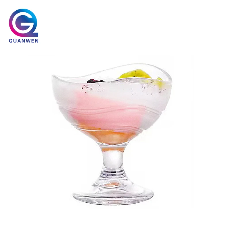 175ml Custom Logo Clear Dessert Dish Sundae Glass Ice Cream Plastic Cups Reusable Ice Cream Cup