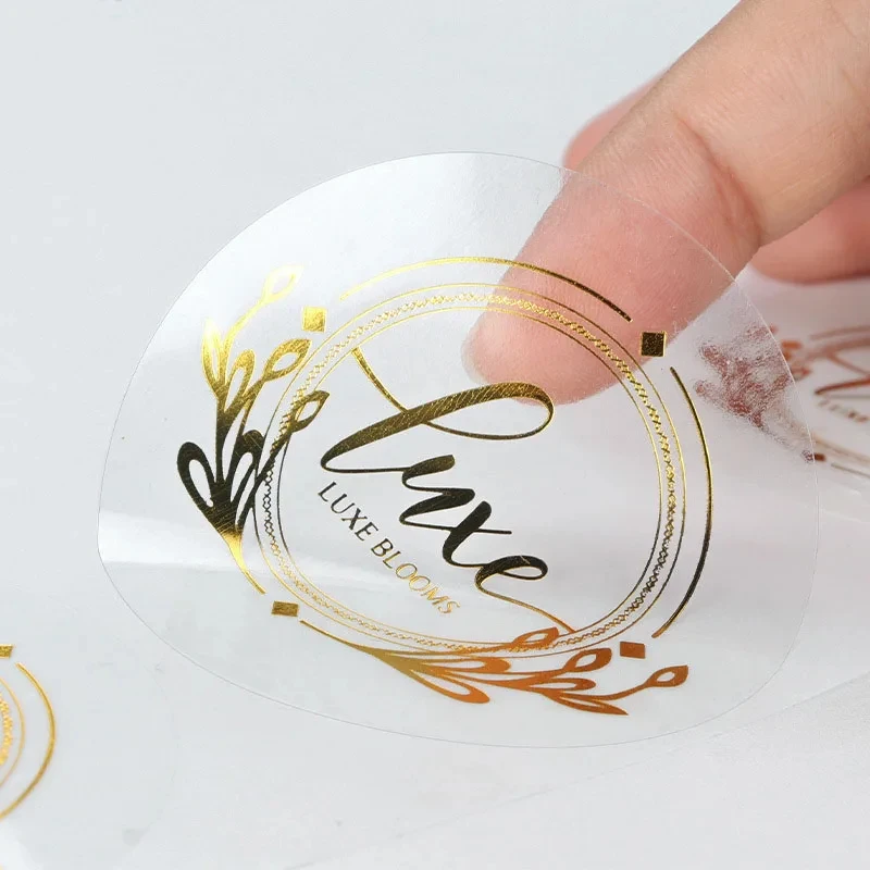 Clear Sticker Printing Adhesive Label Custom Pvc Transparent Round Waterproof Stickers Gold Foil Logo Labels