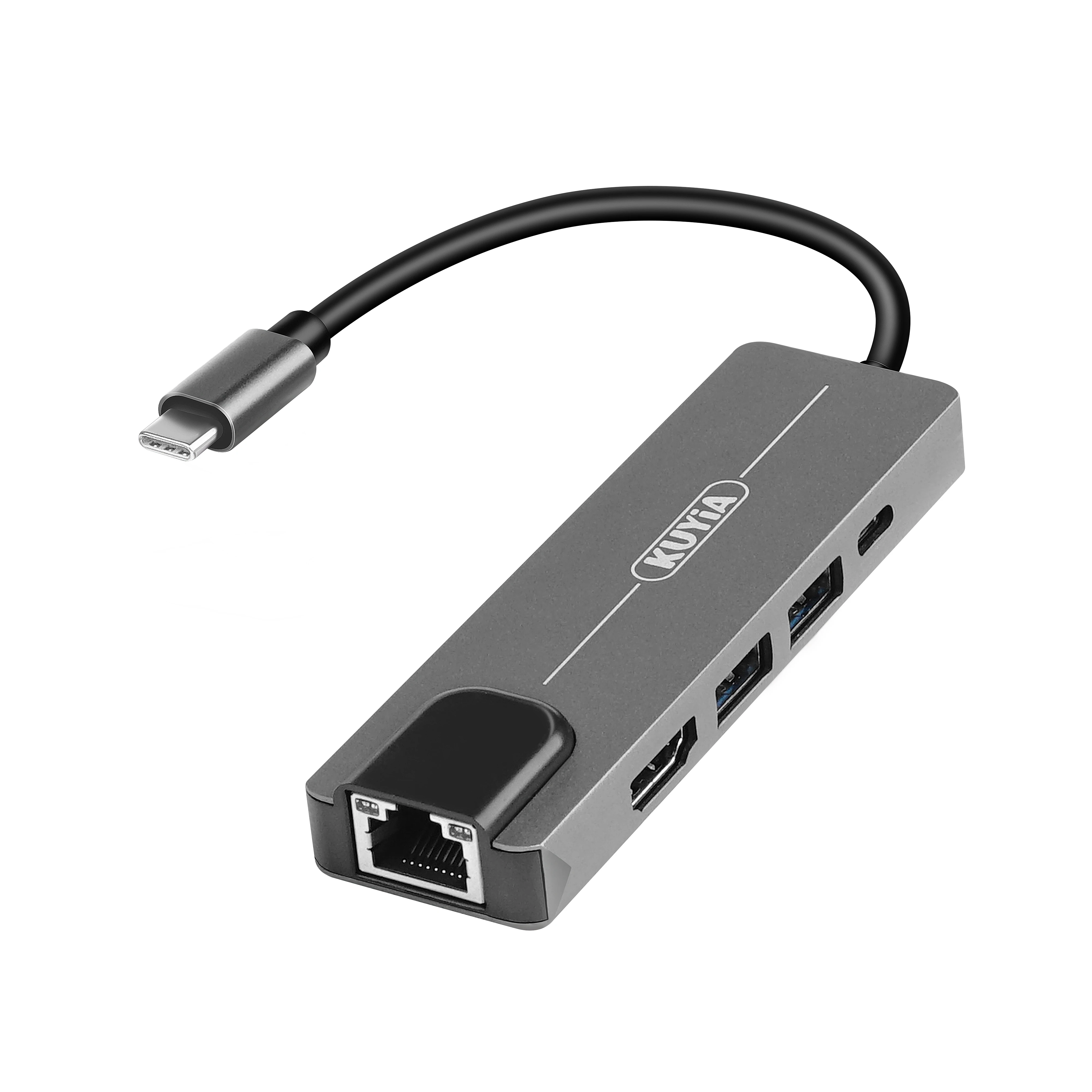 New Product 4 in 1 Type C Hub with Video HDM1 VGA Ethernet network SD TF