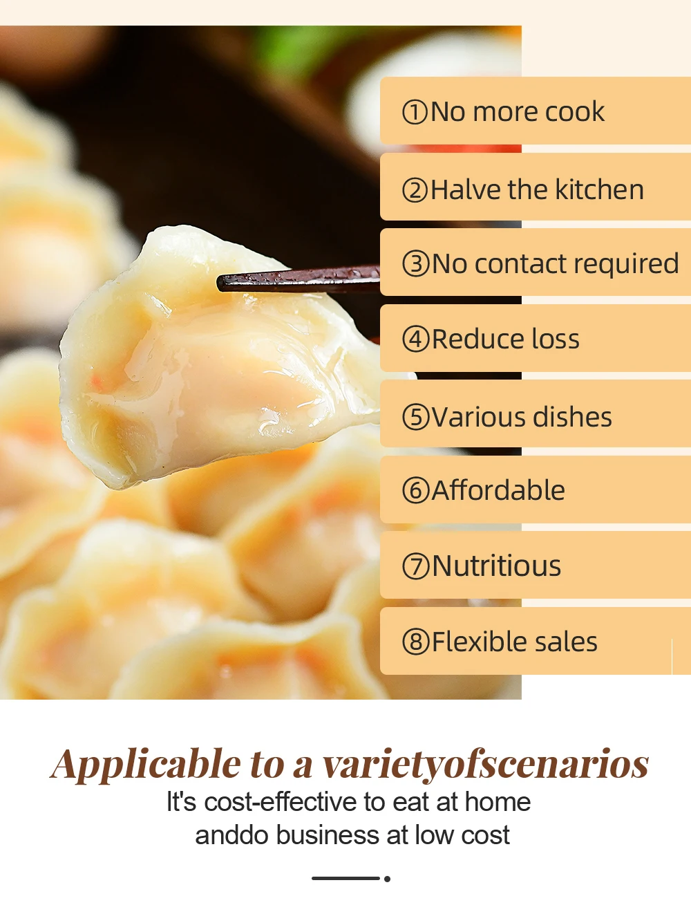 Wholesale free samples OEM Instant heating Chinese dumpling famous China  frozen food For Chain Store Fast Shipping From china