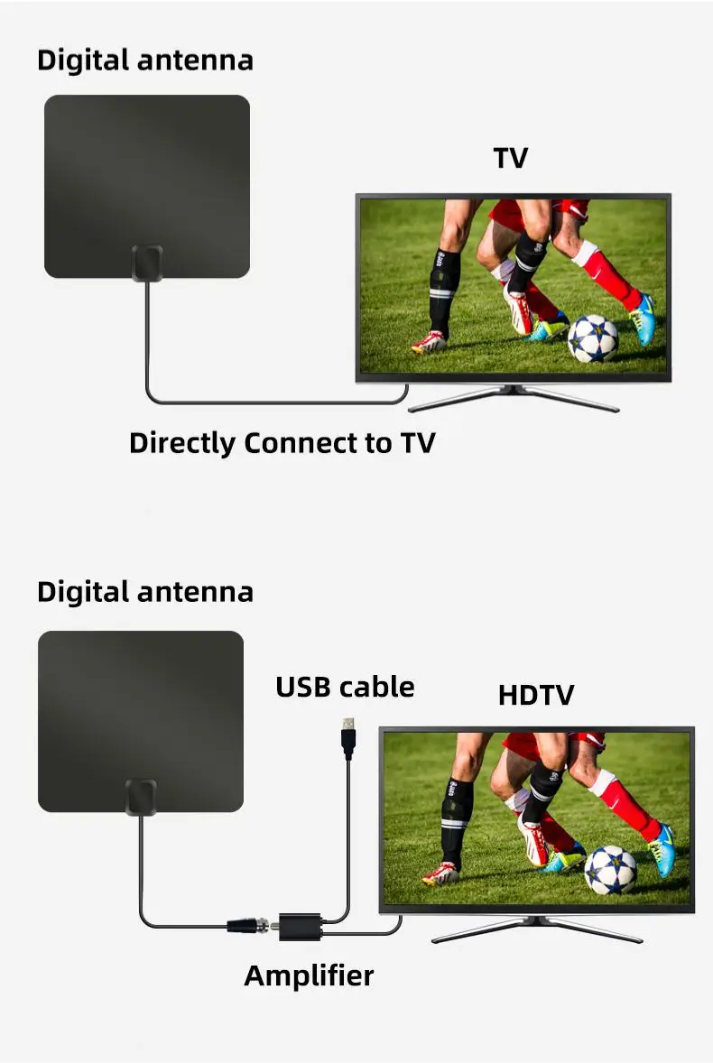  Переносной усилитель лучшего качества VHF UHF DVB-T TV Aerial Flat Indoor Digital 4K HDTV антенна с усилителем и