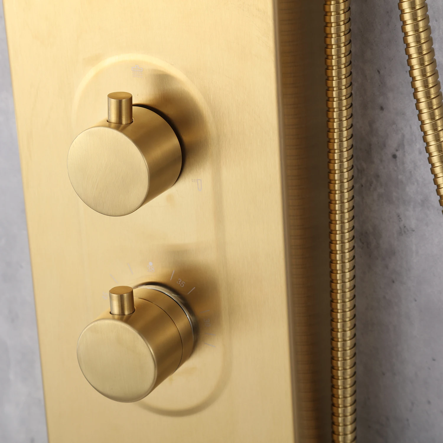 Smart bathroom shower faucet handles replacement brushed gold finishing stainless steel shower column