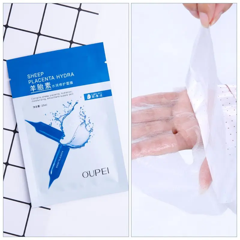 Wholesale multifunctional collagen facial essence sheet mask hydrating sheep placenta face mask