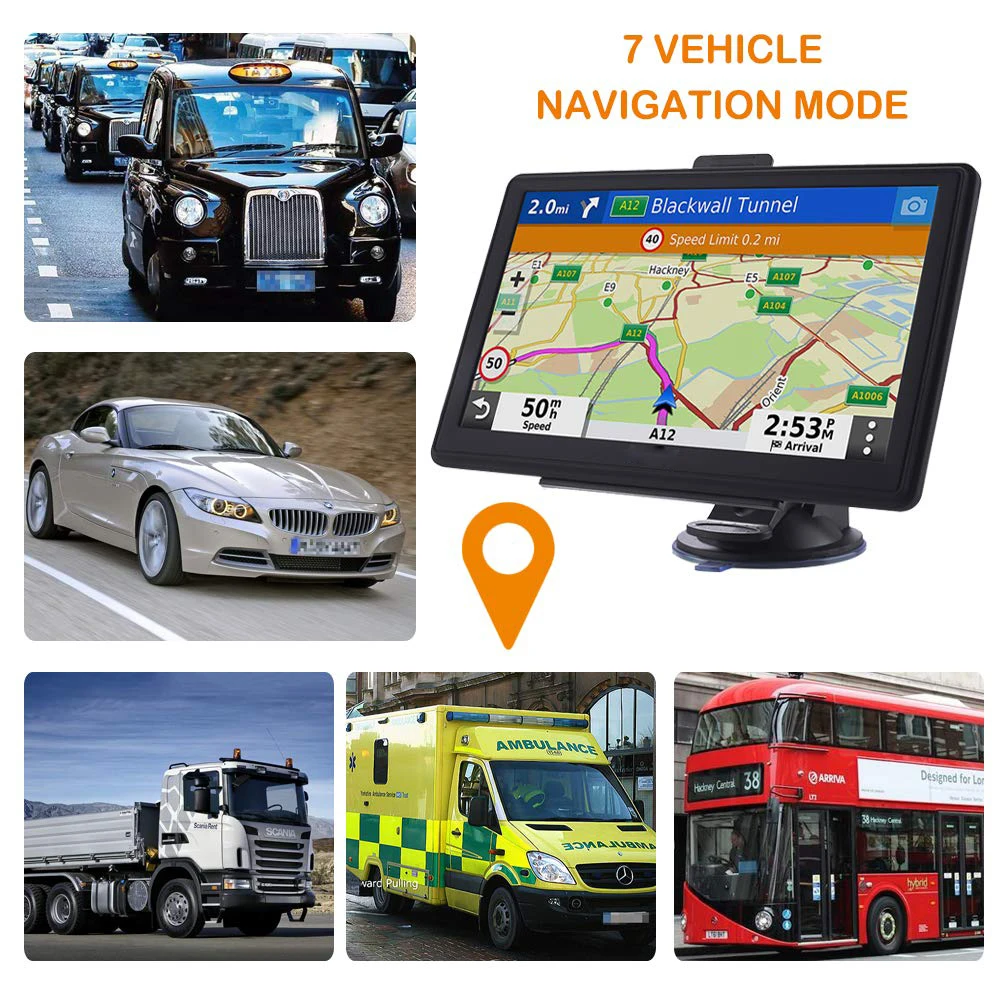 7 дюймовый сенсорный экран HD Автомобильный GPS навигатор для грузовиков следуя новейшим/Северная Америка/Южная