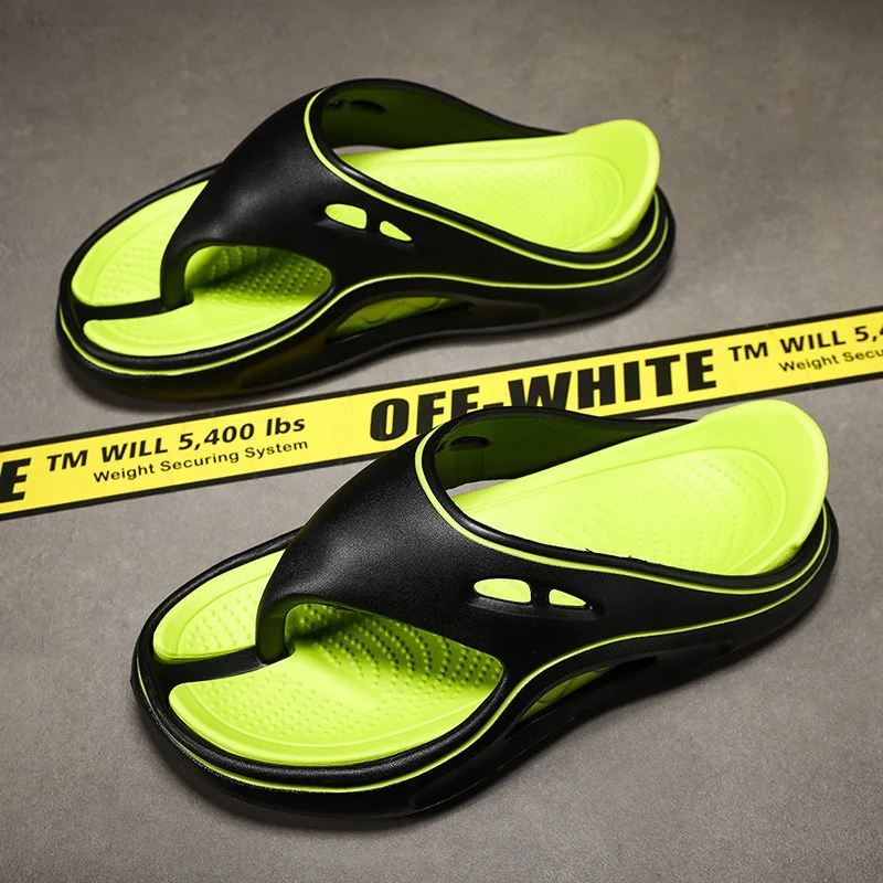 Custom EVA Thick Platform Soft Beach Couple Flip Flops Closed Toe Outdoor Shoes Slides Slippers for Summer