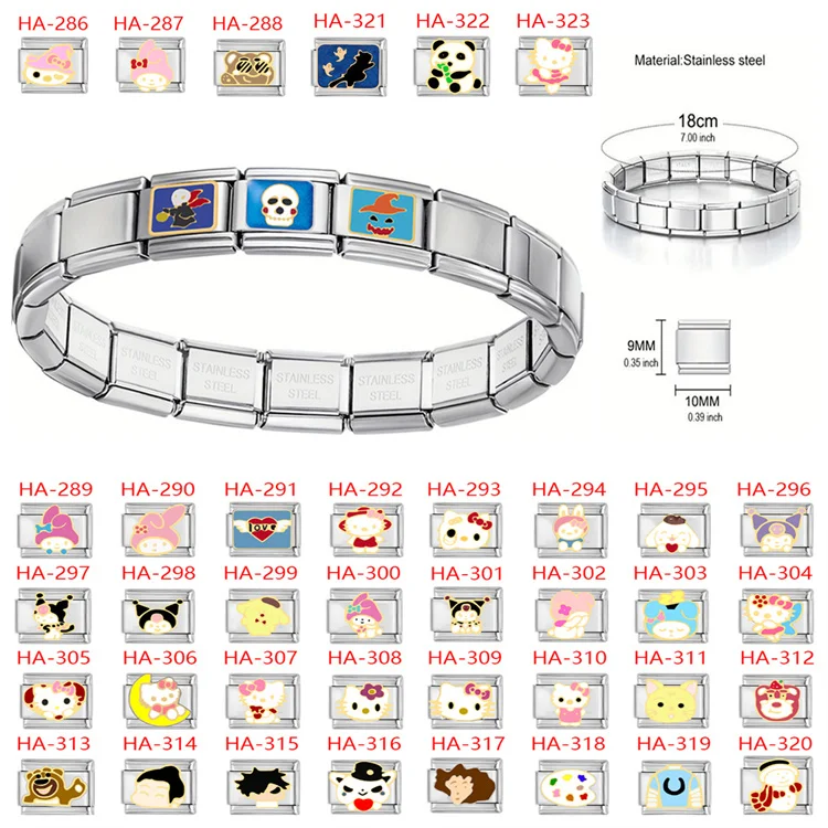 9mm DIY Italian Jewelry High Quality Modular Bracelet Anime Character Pattern