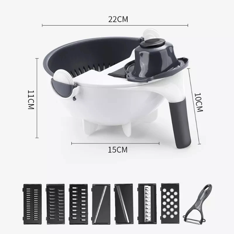 9 in 1 vegetable cutter Slicer chopper with drain basket Multifunction magic rotate with handle  Top 1 seller