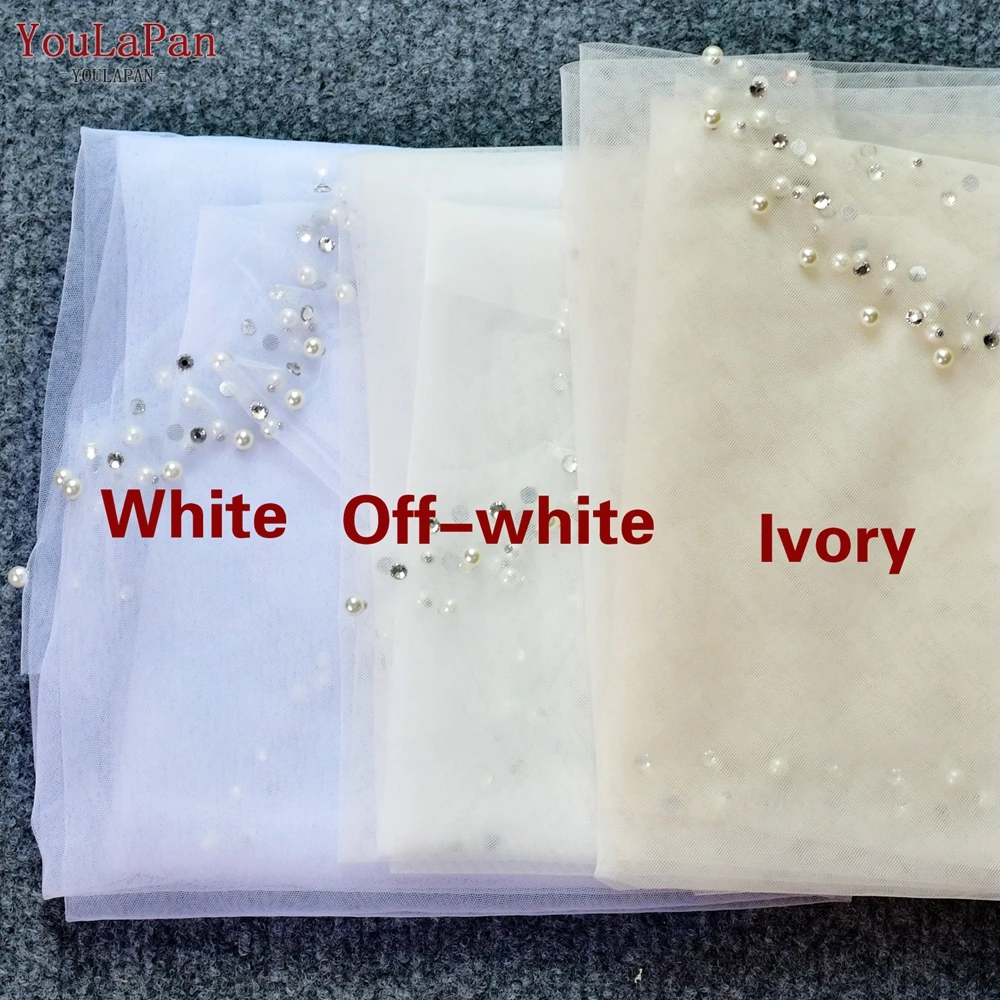 YouLaPan VG27B Wholesale Women Bolero Rhinestone Pearl Thread Round Neck Pullover Cover Up Bridal Wedding Dress Tulle Shawl Cape