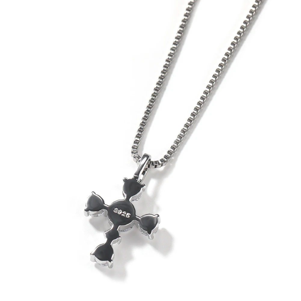 s925 Silver Cross Pendent Necklace Sterling Silver 925 Jewelry Fine Jewelry Cross Round Diamond Hip Hop Jewelry