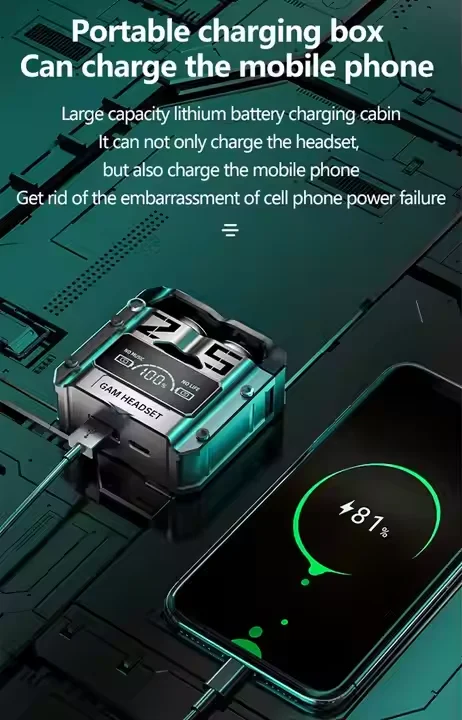 M25 TWS Wireless Bluetooth Earbuds In-Ear Sports Headset Noise Cancelling Mic LED Battery Indicator Power Bank AAC codecs Gaming