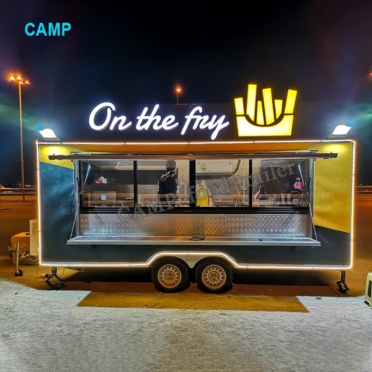 Fast food truck with full kitchen deep fryer food caravan trailer fried chicken bakery mobile food carts for sale
