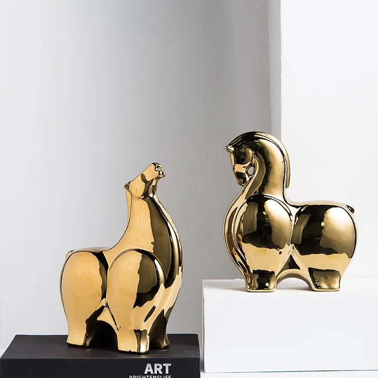 Modern Frosted Home Decor Horse Decoration Luxury Ceramic Horse Ornament