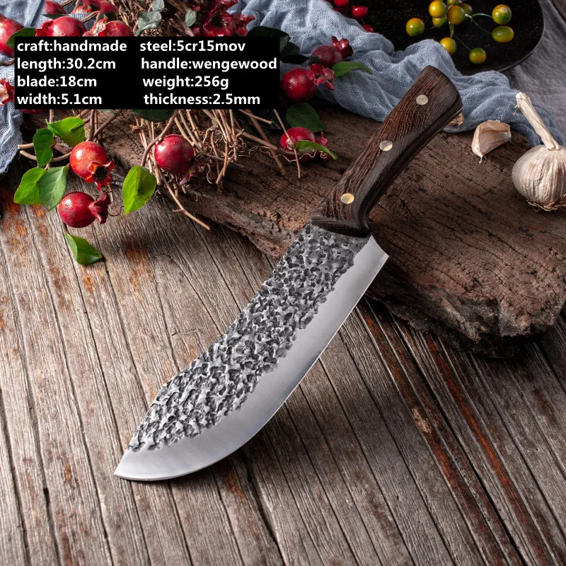 7 inch High quality handmade high carbon steel wenge wood handle  Sharp kitchen chef professional Skinning Slaughter knife