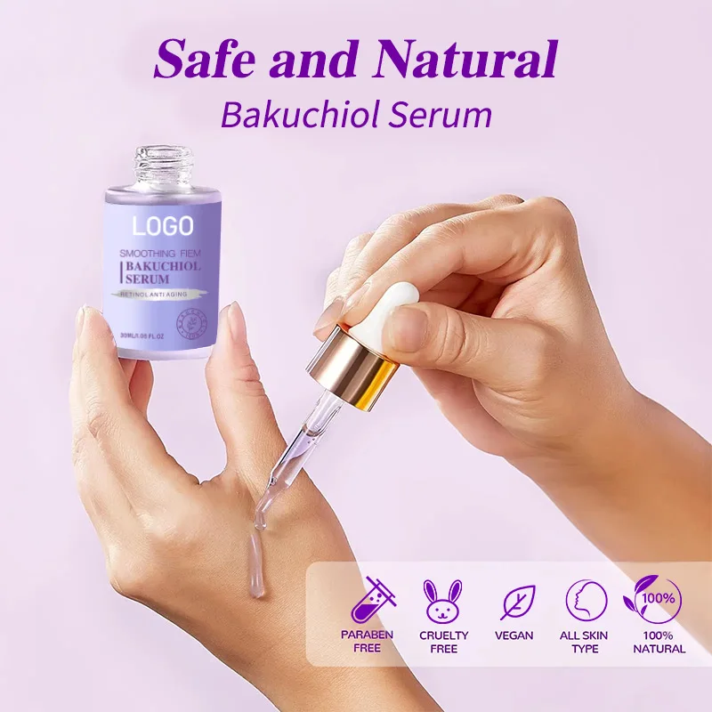 Pure organic skincare smooth anti aging reduce fine lines wrinkles firming collagen retino bakuchiol serum