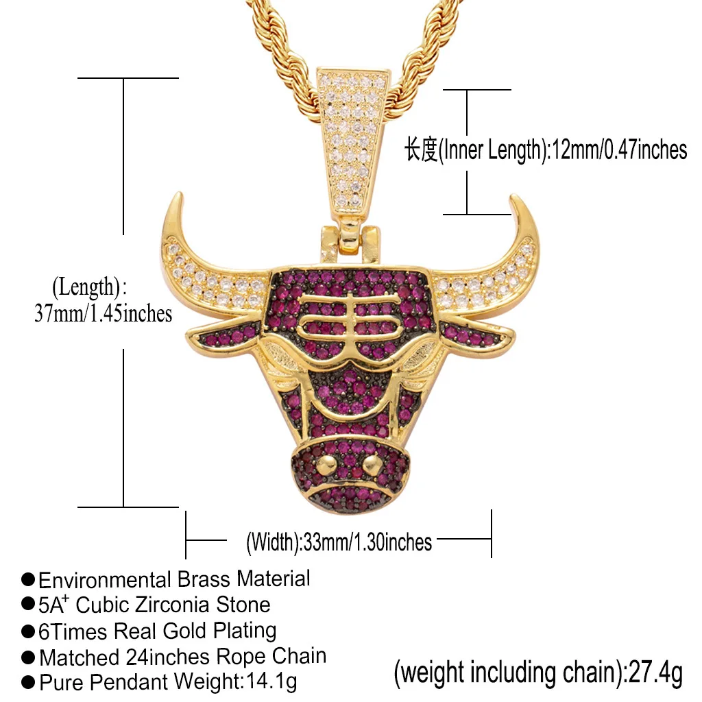 Chicago Bull necklace Pendant Colar de Fas de Moda Colar de Basquetebol Chicago Colar de Touro Pingente