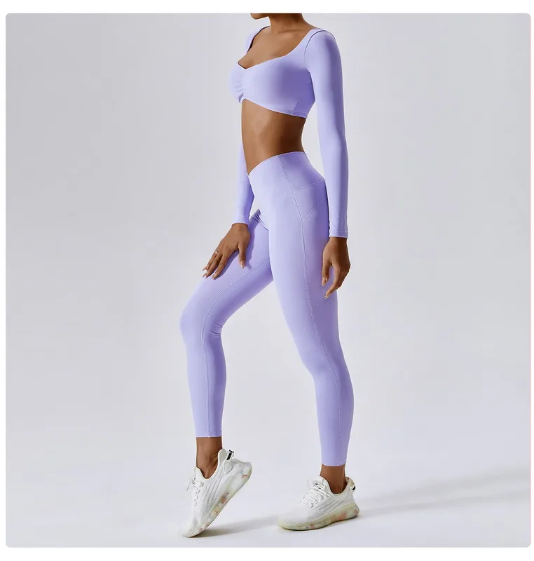 PASUXI Women Gym Fitness Set Gym Wear Seamless Sports Bra Tights Yoga Leggings 2 Piece Workout Yoga Set