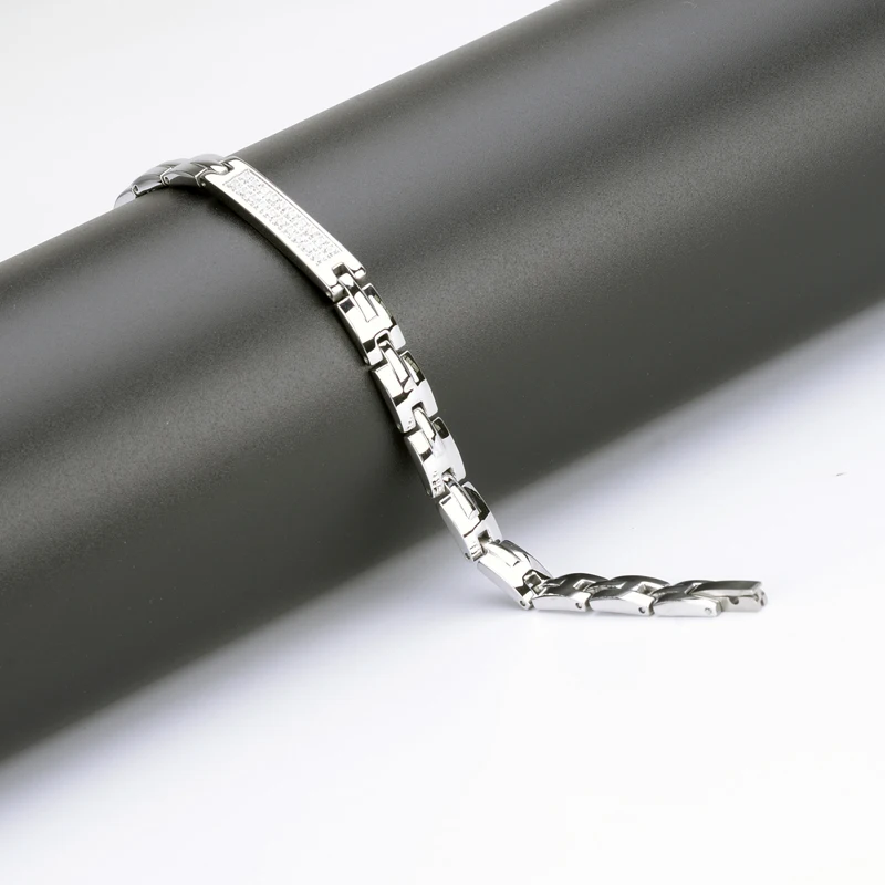 2024 Best selling good health stainless steel germanium negative ion bio magnetic energy rhinestone bracelet for women