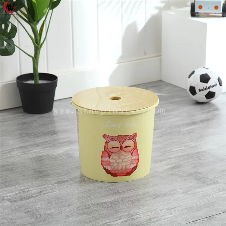 27.5*27.5*24.5CM Owl Plastic 2 in 1 Storage Step Stool